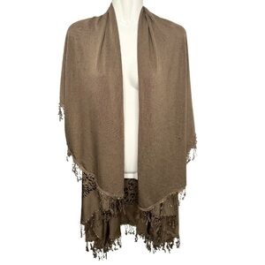 Papillon Vest Animal Print Brown Wrap Shawl Large